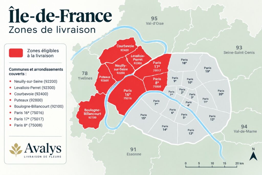 Carte des zones de livraison Avalys